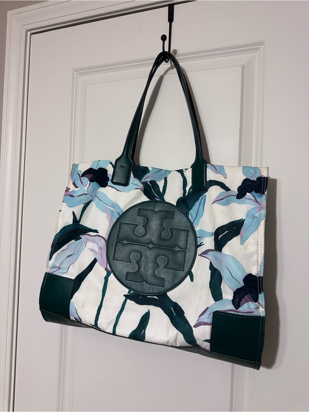 Tory Burch Ella floral with dark green trim